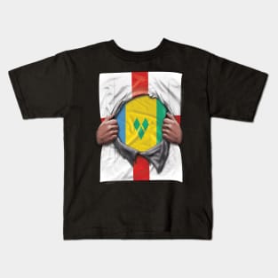 St Vincent And The Grenadines Flag English Flag Ripped - Gift for Saint Vincentian From St Vincent And The Grenadines Kids T-Shirt